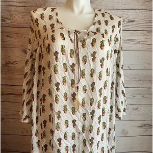 Chloah Cactus Patten Peasant Dress Size M